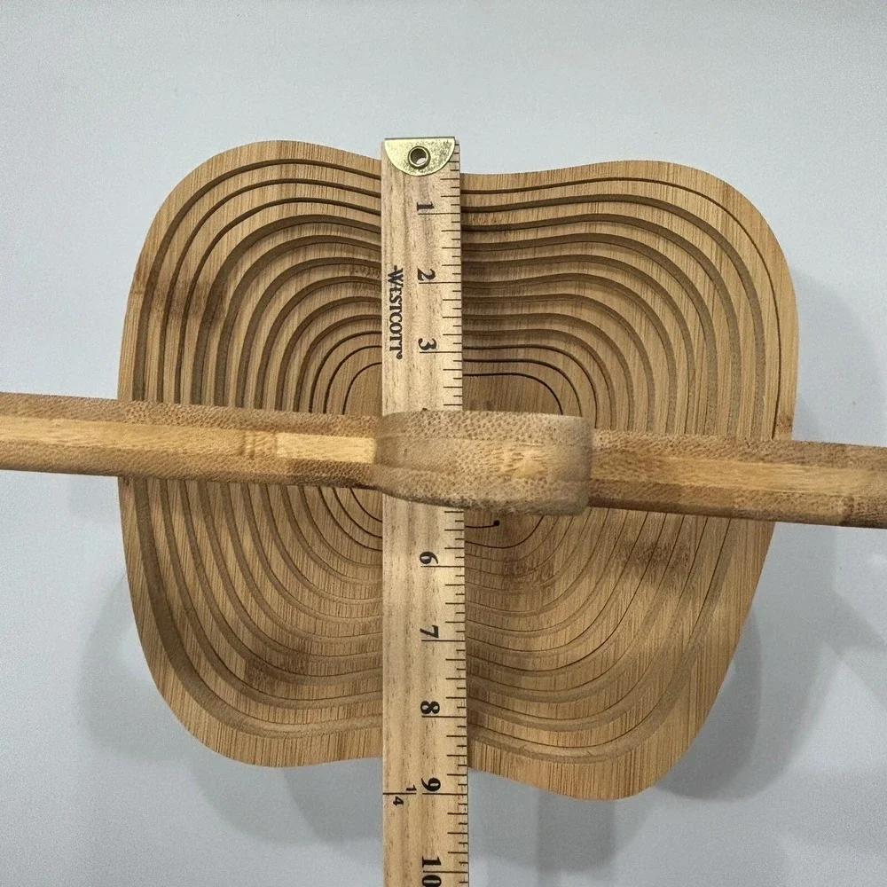 OH! NUTS Apple Shape CollapsibleWooden Basket Fruit Nut Bowl Trivet Centerpiece
